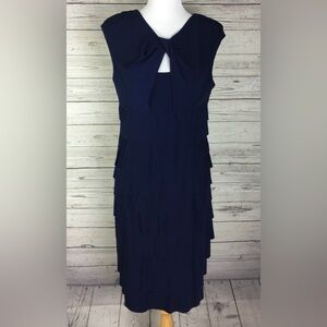 London Times Women’s Navy Blue Tiered Sheath Dress